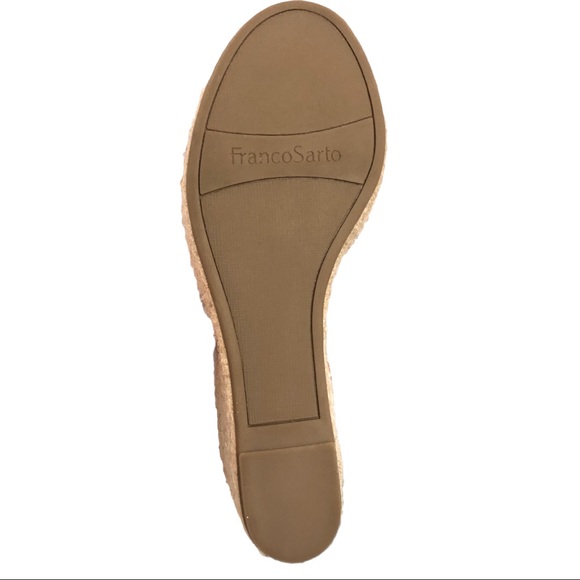 👡 Coral Red Leather Espadrilles Wedge Heels Silver Accents FRANCO SARTO - Picture 14 of 16